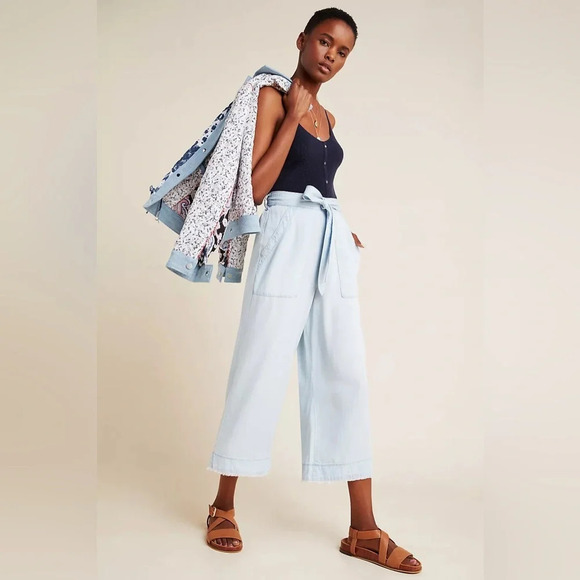 CLOTH & STONE for ANTHROPOLOGIE NWOT Cropped Wide Leg‎ Pants - Picture 1 of 12